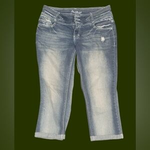 Amethyst Jeans Capri Pants, Size 7, Y2K, Distressed